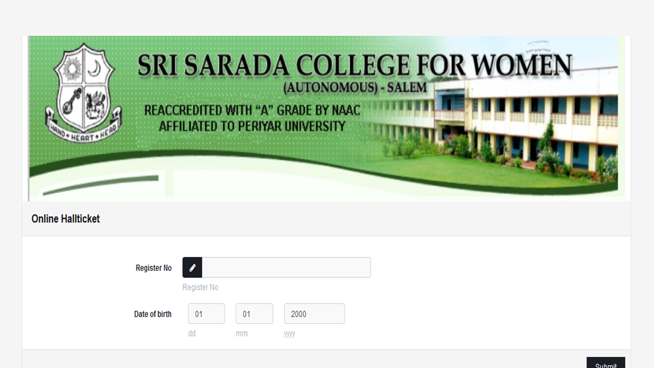 Sarada College Hall ticket 2023